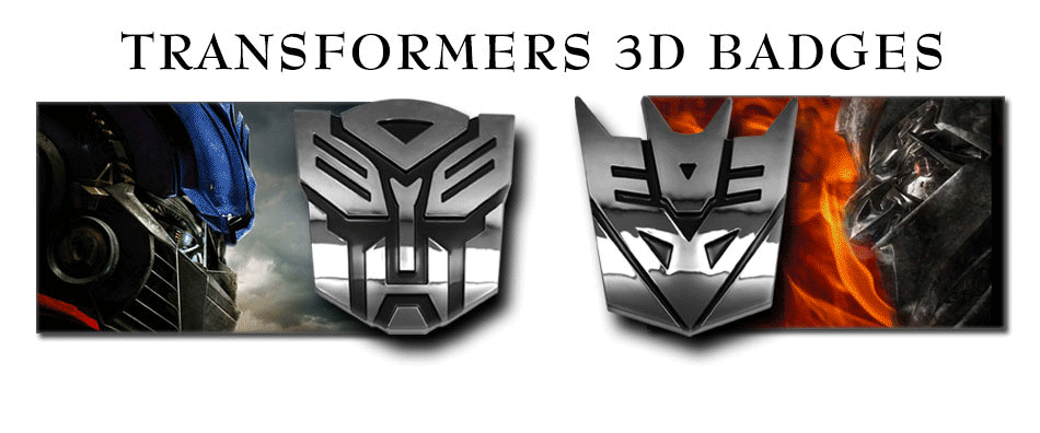 Transformers 3D Badges Optimus Price and Decepicons